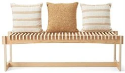 60" W Slatted Bench With Collapsible Design, Eco-Friendly Poplar Wood - Natural -Displays2go Shop dbsben1.ra3 preview