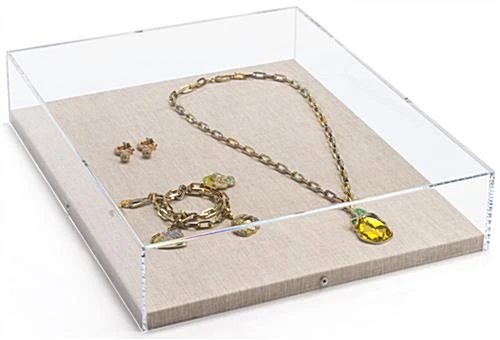 11 x 14 Wall Mounted Exhibit Case w/ Linen Backing, Acrylic Vitrine - Tan 11 X 14 Wall Mounted Exhibit Case W/ Linen Backing, Acrylic Vitrine - Tan -Displays2go Shop dcawec1114.ra1 preview