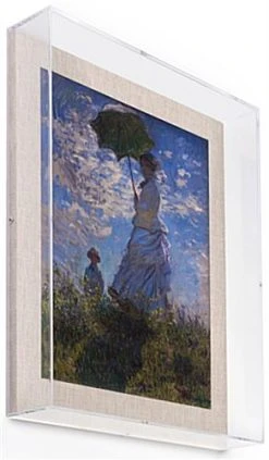 16 X 20 Wall Mounted Exhibit Case W/ Linen Backing, Acrylic Vitrine - Tan