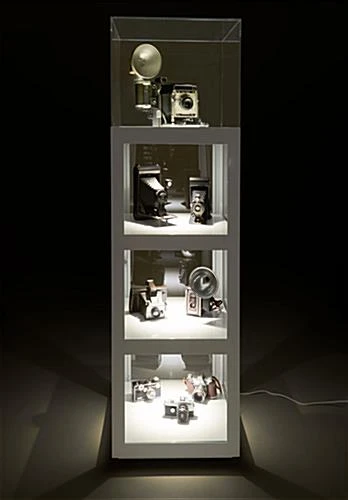 20" Acrylic Display Case w/ Interior LED lights, Locking Fixed Shelves- White 20" Acrylic Display Case W/ Interior LED Lights, Locking Fixed Shelves- White -Displays2go Shop dcisdwh.ra12202 preview