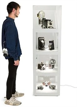 20" Acrylic Display Case W/ Interior LED Lights, Locking Fixed Shelves- White 4 20" Acrylic Display Case W/ Interior LED Lights, Locking Fixed Shelves- White -Displays2go Shop dcisdwh.raa6 preview