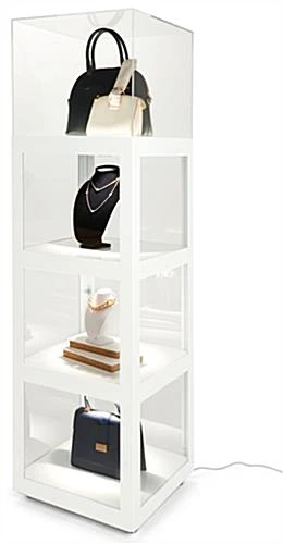 20" Acrylic Display Case w/ Interior LED lights, Locking Fixed Shelves- White 20" Acrylic Display Case W/ Interior LED Lights, Locking Fixed Shelves- White -Displays2go Shop dcisdwh.rora3 preview