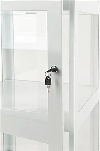 20" Acrylic Display Case w/ Interior LED lights, Locking Fixed Shelves- White 20" Acrylic Display Case W/ Interior LED Lights, Locking Fixed Shelves- White -Displays2go Shop dcisdwh.rra5 preview