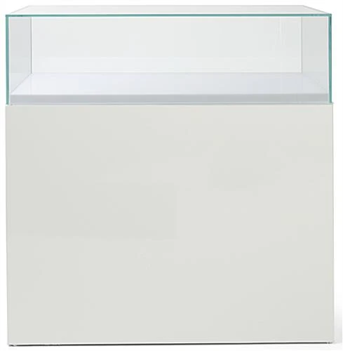 39"w Glass Display Case, LED Surface Light, Removable Top, Floor Standing - White 39"w Glass Display Case, LED Surface Light, Removable Top, Floor Standing - White -Displays2go Shop dcphzdc.ra3 preview