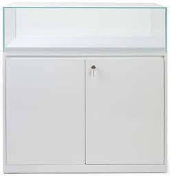 39"w Glass Display Case, LED Surface Light, Removable Top, Floor Standing - White 3 39"w Glass Display Case, LED Surface Light, Removable Top, Floor Standing - White -Displays2go Shop dcphzdc.ra4 preview