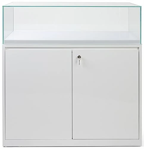 39"w Glass Display Case, LED Surface Light, Removable Top, Floor Standing - White 39"w Glass Display Case, LED Surface Light, Removable Top, Floor Standing - White -Displays2go Shop dcphzdc.ra4 preview