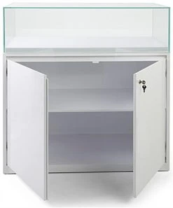 39"w Glass Display Case, LED Surface Light, Removable Top, Floor Standing - White 4 39"w Glass Display Case, LED Surface Light, Removable Top, Floor Standing - White -Displays2go Shop dcphzdc.ra5 preview
