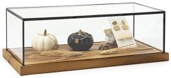 6.75" Countertop Display W/ Lift-Off Top, Black Copper Edging, Wooden Base - Clear