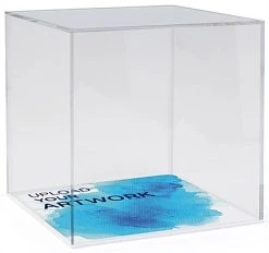 12 X 12 Square Countertop Display Case W/ Lift-Off Top & Custom Printing - White Base