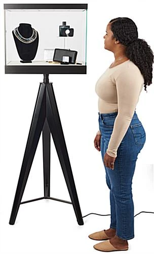 24" Glass Display Case w/ Pull-Out Door, 8 LED Lights, Tripod Legs - Black 24" Glass Display Case W/ Pull-Out Door, 8 LED Lights, Tripod Legs - Black -Displays2go Shop dctripled.ra4 preview