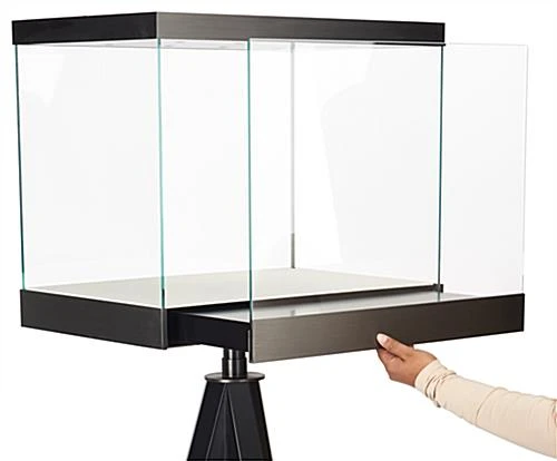 24" Glass Display Case w/ Pull-Out Door, 8 LED Lights, Tripod Legs - Black 24" Glass Display Case W/ Pull-Out Door, 8 LED Lights, Tripod Legs - Black -Displays2go Shop dctripled.ra5 preview