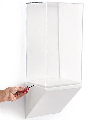 10”w Wall Wedge Display Case w/ MDF Base and Lift Off Acrylic Vitrine - White 10”w Wall Wedge Display Case W/ MDF Base And Lift Off Acrylic Vitrine - White -Displays2go Shop dcwwdg10wh.ra4 preview