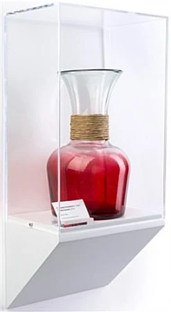 12”w Wall Wedge Display Case W/ MDF Base And Lift Off Acrylic Vitrine - White