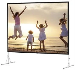 140 X 104 Projector Screen With Stand, 174-inch Retractable Screen - Black