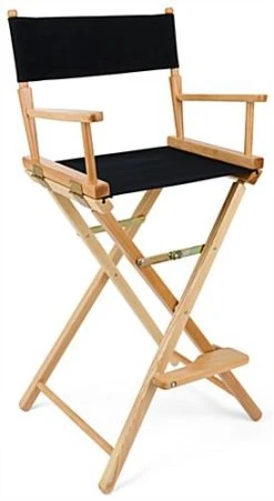 Wooden Director's Chair, Folding, 29" High Canvas Seat - Black