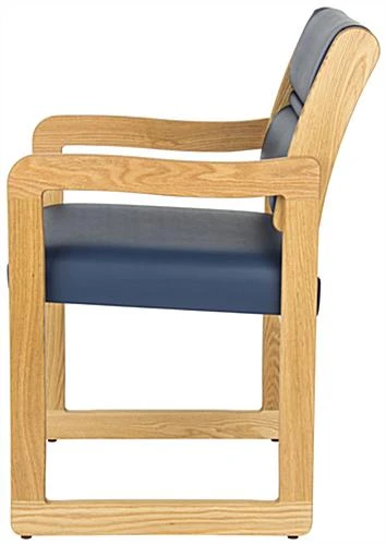 Waiting Room Chair with Light Oak Finish & Smooth Upholstery - Blue Waiting Room Chair With Light Oak Finish & Smooth Upholstery - Blue -Displays2go Shop dw11lovb.ra1 preview