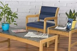 Waiting Room Chair With Light Oak Finish & Smooth Upholstery - Blue 3 Waiting Room Chair With Light Oak Finish & Smooth Upholstery - Blue -Displays2go Shop dw11lovb.renv preview