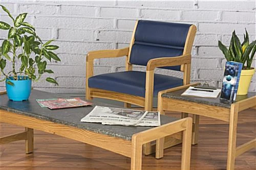 Waiting Room Chair with Light Oak Finish & Smooth Upholstery - Blue Waiting Room Chair With Light Oak Finish & Smooth Upholstery - Blue -Displays2go Shop dw11lovb.renv preview