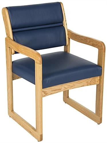 Waiting Room Chair with Light Oak Finish & Smooth Upholstery - Blue Waiting Room Chair With Light Oak Finish & Smooth Upholstery - Blue -Displays2go Shop dw11lovb.rw preview