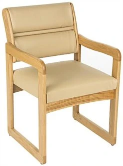 Waiting Room Chair With Light Oak Finish & Smooth Upholstery – Cream