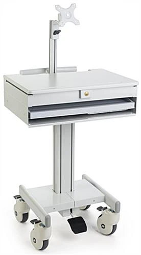 Computer Cart for (1) 15”-27” Screen, Height Adjustable, Locking Drawer – Gray Computer Cart For (1) 15”-27” Screen, Height Adjustable, Locking Drawer – Gray -Displays2go Shop dwmdc1m.ra1 preview