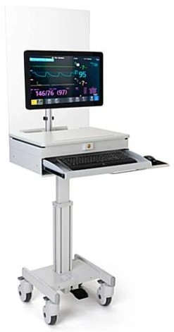 Medical Computer Cart With Sneeze Shield, Acrylic, Screw-On – Gray