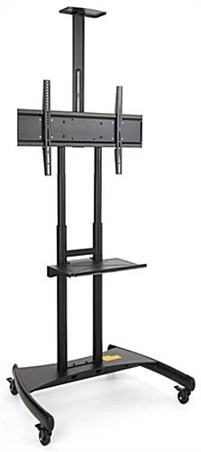 TV Stand W/ Shelf, Fits Monitors 65 To 80", Camera Tray & AV Shelf, Wheels – Black