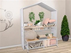 67"w X 40"h Bar Table W/ Mesh Canopy, Storage Shelf, Wood Countertop - White -Displays2go Shop fdcasal 20enviro preview