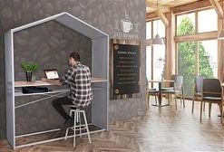 67"w X 40"h Bar Table W/ Mesh Canopy, Storage Shelf, Wood Countertop - White -Displays2go Shop fdcasalc.ra9 enviro preview