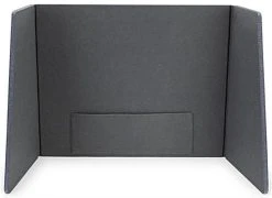 50" W X 20" H Tri-Fold Fabric Desk Divider W/ Pocket - Gray -Displays2go Shop fdfddgry.ra2 preview