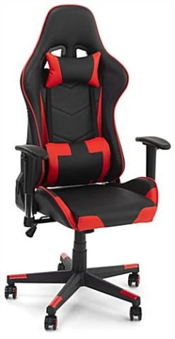 47.2"h Gaming Chair With Adjustable Armrests, Lumbar Support, Tilting Backrest - Red