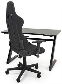 47.25"w Gaming Computer Desk With Z-Shaped Design, Floor Levelers - Black -Displays2go Shop fdgamezdbk.ra6a preview