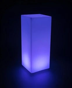 43.25” High-Top Table W/ LED Lighting, 16 Color Options, Rechargeable Battery - White