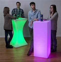 43.25” High-Top Table W/ LED Lighting, 16 Color Options, Rechargeable Battery - White -Displays2go Shop fdled18sq.renv2 preview
