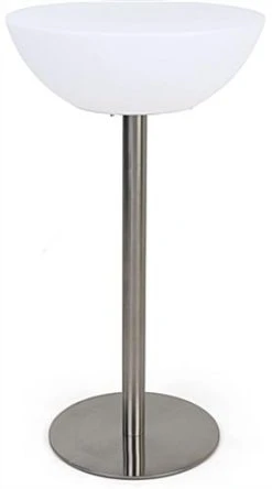 23.5" X 43" Round LED Table, 16 Color Options, Rechargeable Battery - White