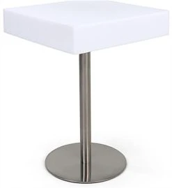 23" X 23" Square LED Table, 16 Color Options, Rechargeable Battery - White