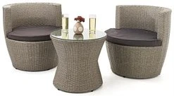3 Piece Wicker Patio Set With Weather-Resistant Build And Stackable Design - Taupe