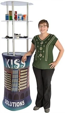 Trade Show Display Tower W/ Acrylic Shelves, Custom Fabric Cover, Portable - Silver -Displays2go Shop fdr39trgd.ra3 preview