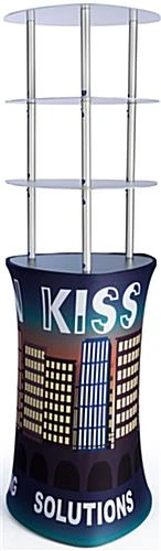 Trade Show Display Tower W/ Acrylic Shelves, Custom Fabric Cover, Portable - Silver