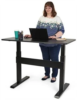 51" Adjustable Standing Desk, Pneumatic Height Setting, Curved Edge Siding - Black -Displays2go Shop fdstupdk.ra4 preview