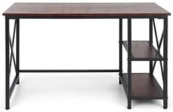 47" W X 22" D X 30" H Wood And Steel Industrial-Style Desk - Dark Brown -Displays2go Shop fdxdeskbrn.ra2 preview