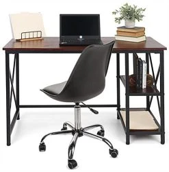 47" W X 22" D X 30" H Wood And Steel Industrial-Style Desk - Dark Brown -Displays2go Shop fdxdeskbrn.ra5 preview