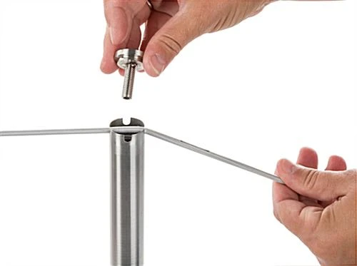 QueuePole Slim 16” Silver Stanchion Post, Rope Not Included QueuePole Slim 16” Silver Stanchion Post, Rope Not Included -Displays2go Shop fgms16slv.ra3 preview