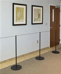 QueuePole Slim 39” Black Stanchion Post, Rope Not Included -Displays2go Shop fgms39blk.renv preview