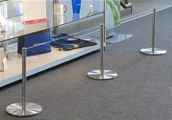 QueuePole Slim 50' Elastic Barrier Cord - Gray -Displays2go Shop fgmsc50sv.renv preview