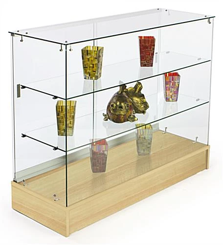 Retail Counter w/ Maple Base, Frameless Tempered Glass Top & Sliding Doors Retail Counter W/ Maple Base, Frameless Tempered Glass Top & Sliding Doors -Displays2go Shop frc4hmkd.ra1 preview