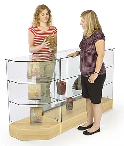 Retail Counter w/ Maple Base, Frameless Tempered Glass Top & Sliding Doors Retail Counter W/ Maple Base, Frameless Tempered Glass Top & Sliding Doors -Displays2go Shop frc4hmkd.ra2 preview