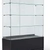 48" Glass Display Case W/ Sliding Doors, Base Cabinets, Frameless - Black