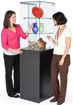 Display Case W/ Tempered Glass Frameless Top, Black Cabinet Base & Locking Door -Displays2go Shop frctwrbk.ra4 preview