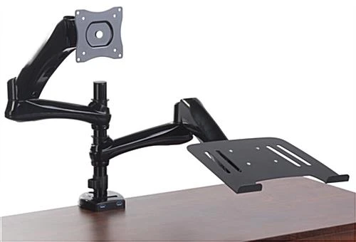 Desktop Laptop Stand w/ VESA Mount, Articulating Arms, 2 Port USB Hub - Black Desktop Laptop Stand W/ VESA Mount, Articulating Arms, 2 Port USB Hub - Black -Displays2go Shop gaslaptla2.ra2 preview